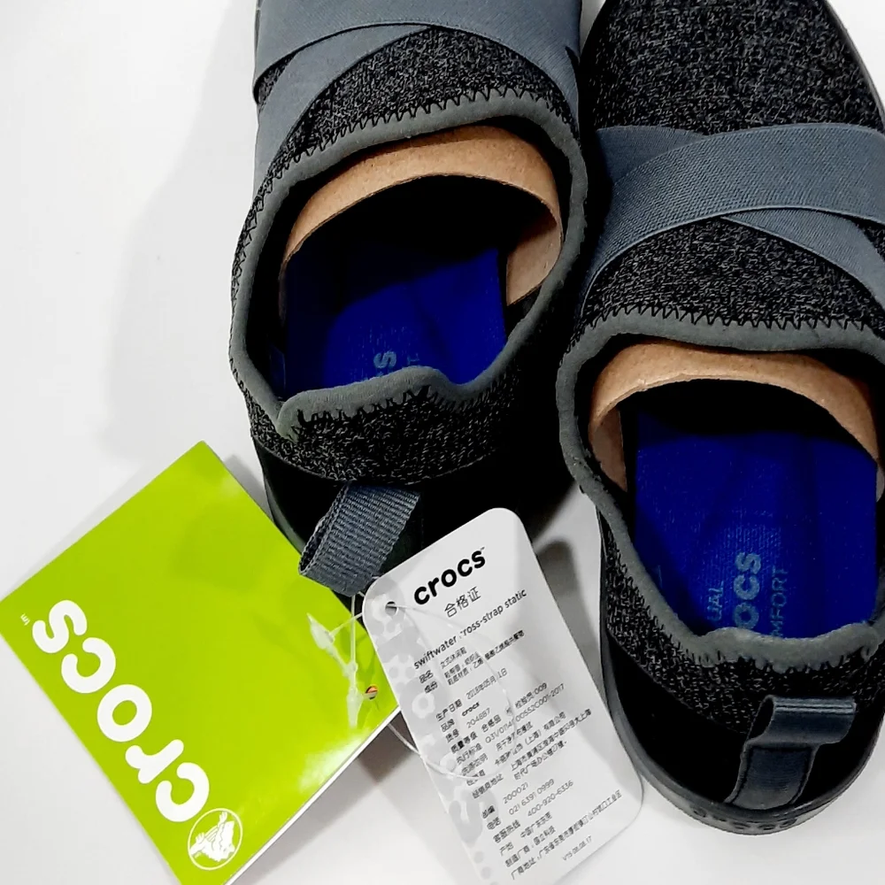 Crocs Swiftwater Cross Straps Pull-on Black Gray color #6
